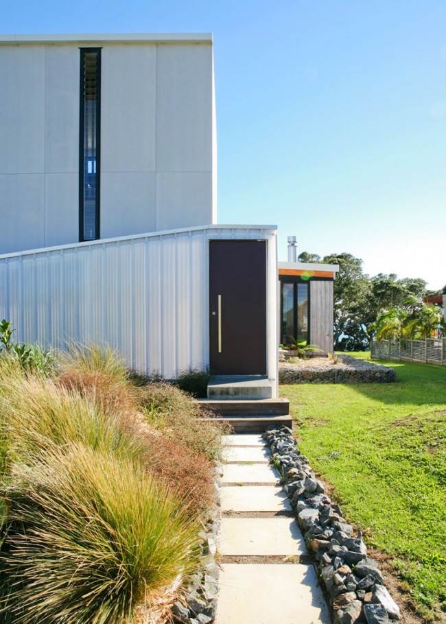 Modernes Haus Garten Wege gestalten Stein Randsteine-Küste Neuseeland