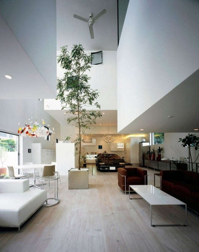 Modernes Haus mit Garage tokyo japan sportwagen wohnzimmer