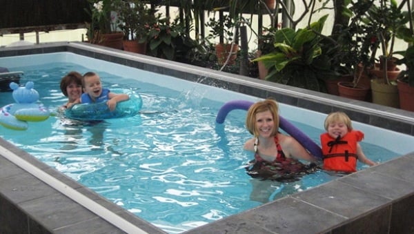 Outdoor Poolanlage für Kinder Erwachsene-schwimmen beibringen-Familien Haus-Garten