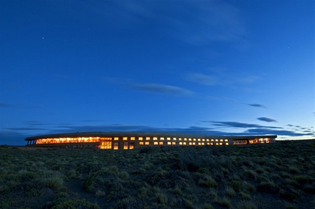 Patagonien Naturgebiet Hotel der Tierra Hotellkette-Holz Glas Einsatz-Konstruktion