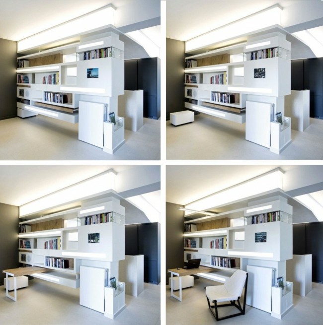 Möbel Wand Regalsystem Leuchten Bücher