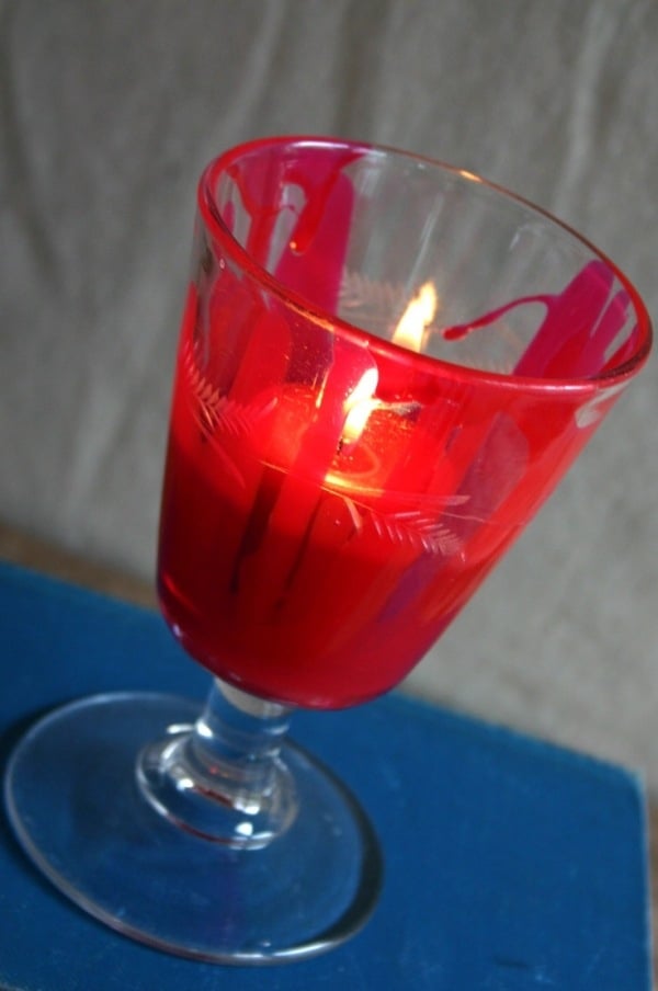 Rote-FArbe Glas Basteln WIndlichter-Deko Halloween Schmuck-selber machen
