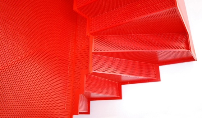 Rote Treppen-Design modern Stahlblech-perforiert Stufen