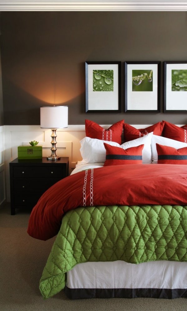 Schlafzimmer modern braun Wand einrichtungsideen kontrastakzente Farbpalette deko teppich design ideen