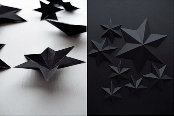 Schwarze Sterne Bastelpapier Weihnachten Schmuck Winterdeko Ideen-Karton