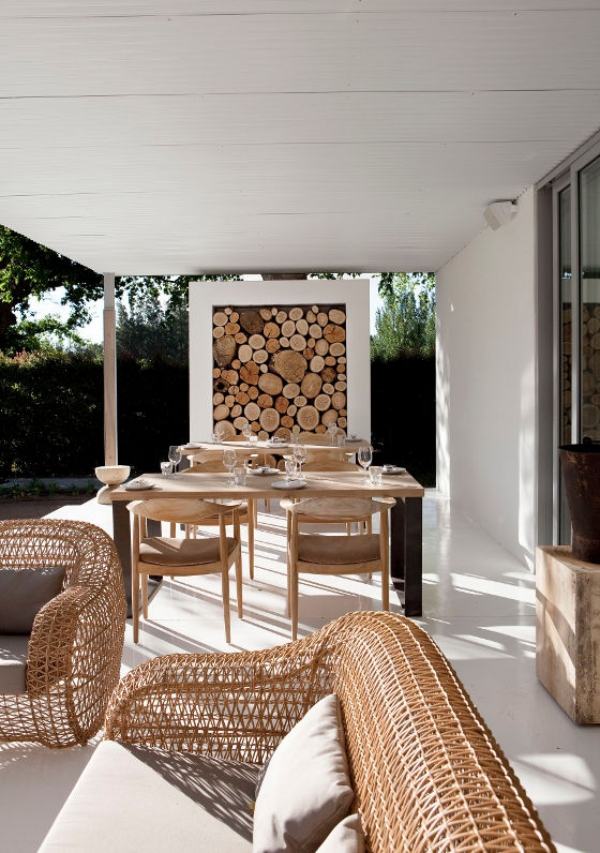 Sofa-Design Rattan Teak Holz Veranda-Einrichtung modern-Auflagen