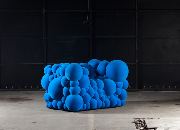 Sofadesign-kräftig Blau Kugel-Struktur Samt-Optik Imitation Haptik