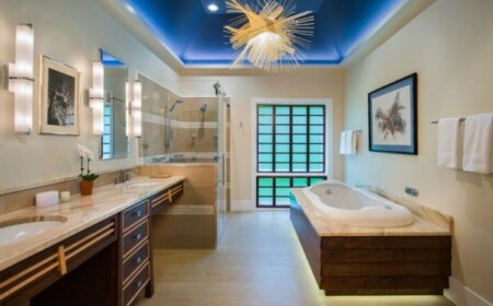 Spa Wellness Badezimmer Acryl Wanne keramik Bodenbeleuchtung Deckengestaltung-Lichtleiste Waschbecken Schubfächer