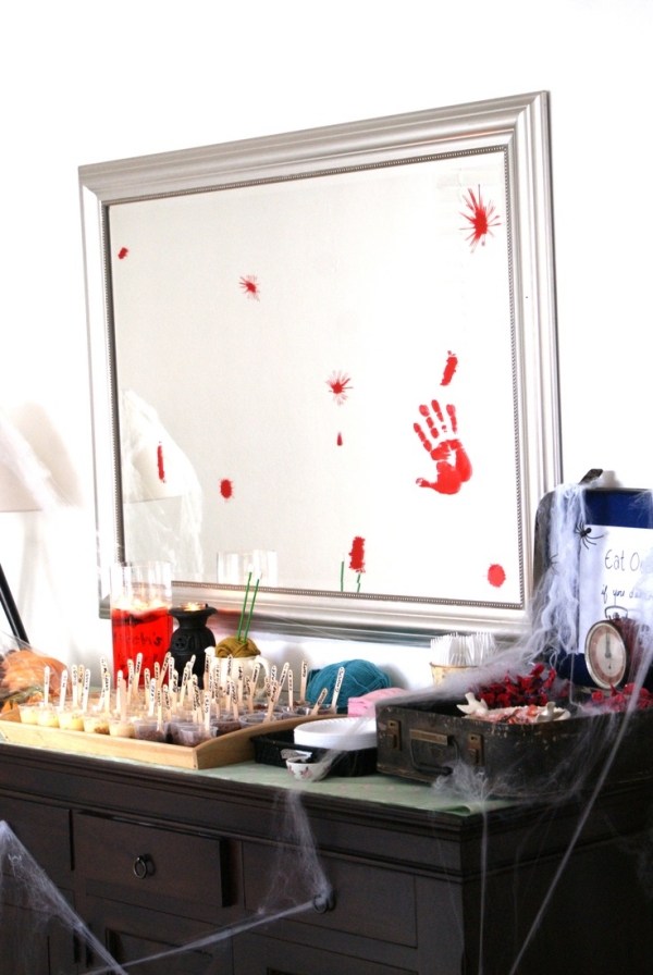 Spiegel Fingerabdruck-blutig rotes-Fleck Halloween-Party Accessoires Zubehör