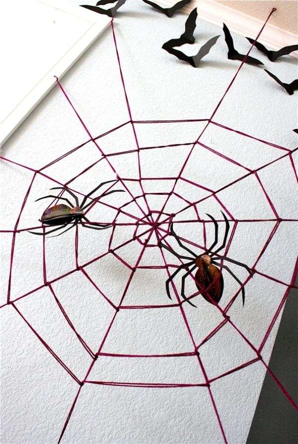 Spinnennetz selbermachen neu varianten dekoelemente halloween spannend schrecklich rosa