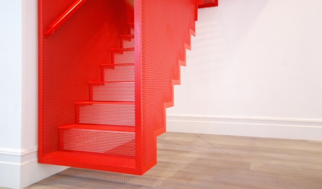 Transparente Treppen-Design Tendenzen Stufen Geländer-rot Diapo