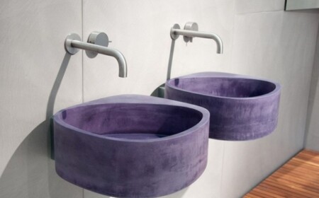 Wandgehängtes Wasch Becken Badezimmer-VIolet Matte Oberfläche Beton-Kanten