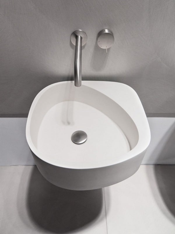 Waschbecken Design Weiß Zement Kunststoff Gestalt-Armatur Modern 