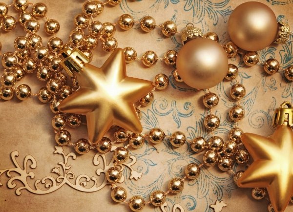 Weihnachten Neujahr-Dekosterne goldene Ketten Gold Optik schillernd