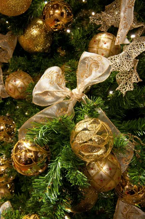 Weihnachten feiern baum dekorieren-Kugeln glanz Brokat-prachtvoll Schleifen Band