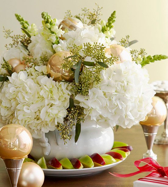 Weihnachtsblumen Weiß Tischdeko Blüher Dezent Schmuck -Früchte Verzierung-Ideen