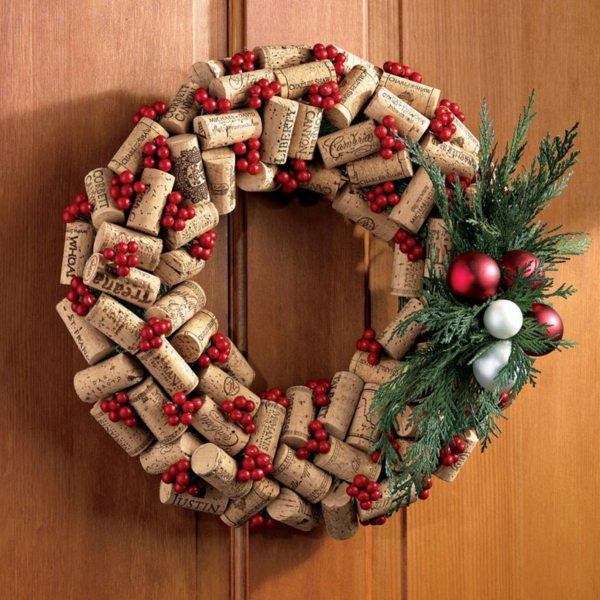 Weinkorken Bastelideen Weihnachten schön Tür