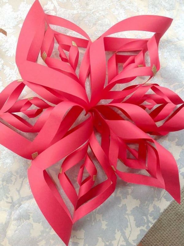 Weihnachtsstern selber machen rotes Papier kreative Form Bastelvorlage