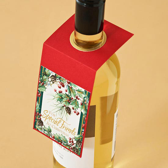 Weißwein Geschenkidee Papier Schmuck-Etikette Rot-Basteln