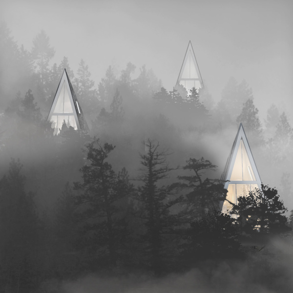 Wohnhäuser futuristisch ökologisches Konzept-pyramidenförmig Wald