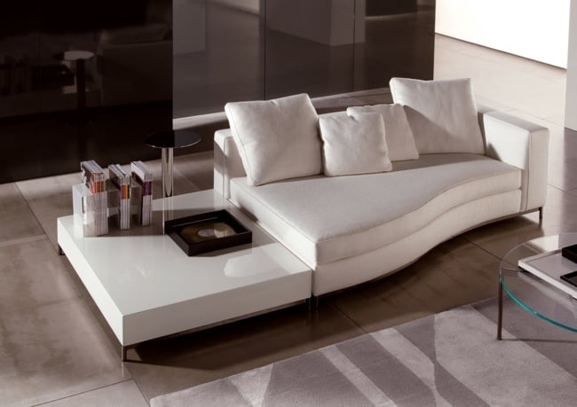 Hochglanz Möbel Zweisitzer Stoff Polsterung weiße Farbe