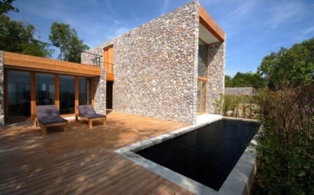 architektur faszinierent außenbereich trendig naturstein schwimmbad