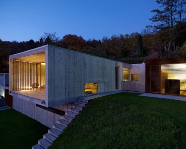 betonhaus glas  italien natur landschaft architektur modern