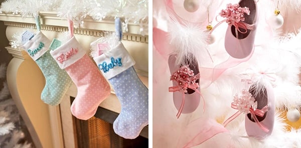weihnachten mit baby personalisiert nikolausstiefel ornamente