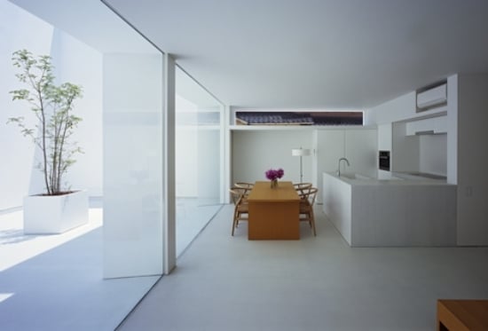 esszimmer beton haus trendig minimalismus japanisch boden decken fenster