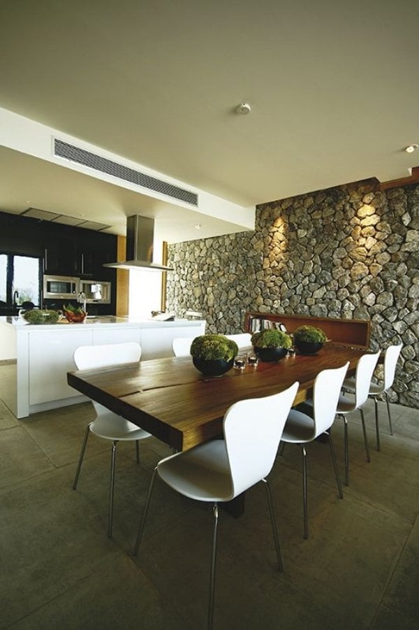 esszimmer kochbereich trendige einrichtung luxus resort interieur design