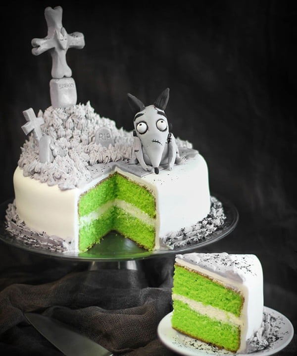 halloween torte friedhof hund grünes teig