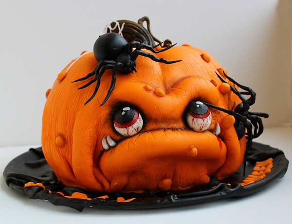 halloween torte monster kunst spinnen teig