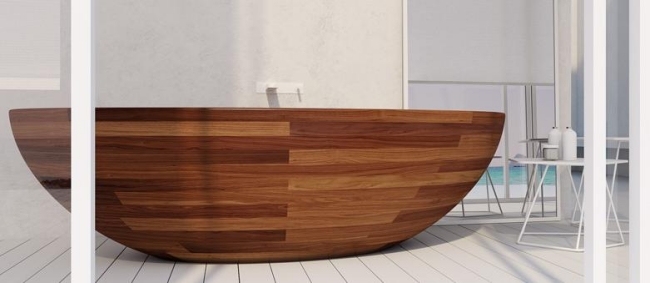 handgefertigte Badewanne moderne Ausführung-wärmeisolierend Holz