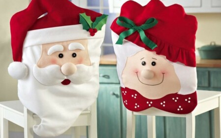 handgemachte weihnachtsdeko stuhl dekoration weihnachtsmann frau stoff naehen