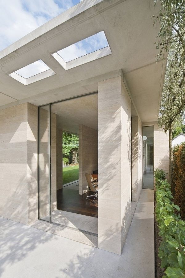 heim beton innendesign glasfassade trendig verkleidung marmorfliesen wirkungsvoll