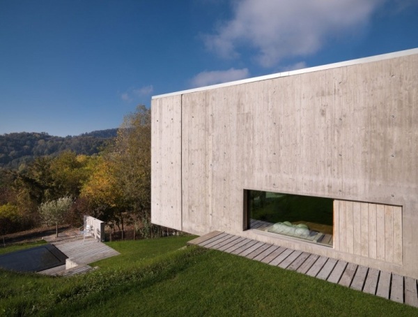 beton haus zweistöckig trendig architektur design natur
