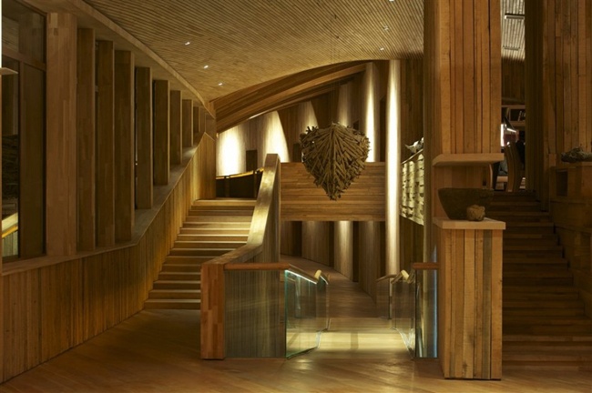hotel-foyer Decken-Gestaltungen Holz-Kronleuchter Design