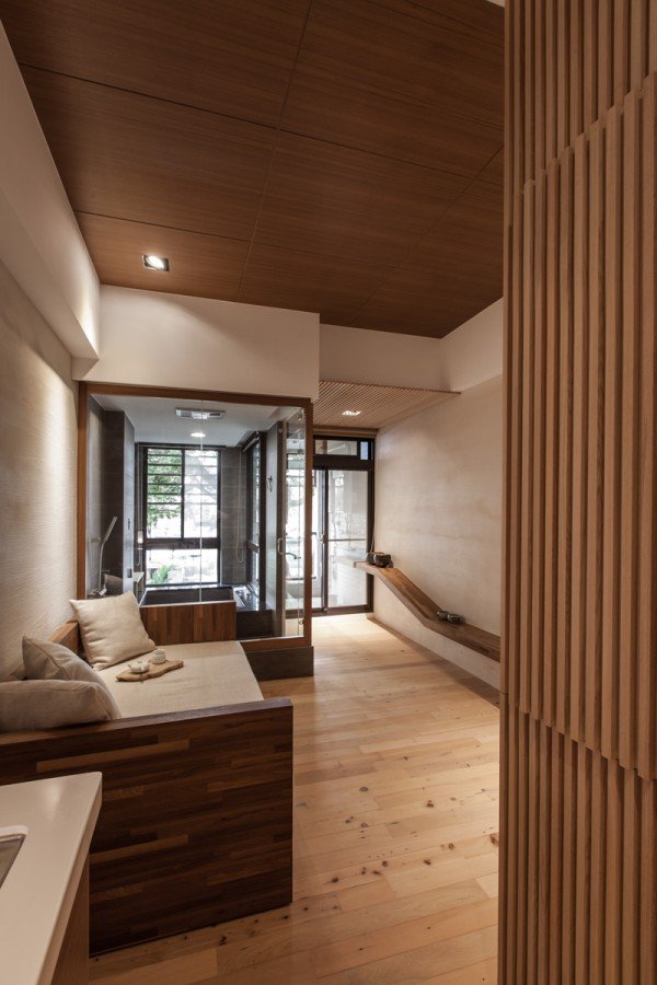 japanisch haus sofa bodenverkleidung wandverkleidung bambus deckenleuchte modern design