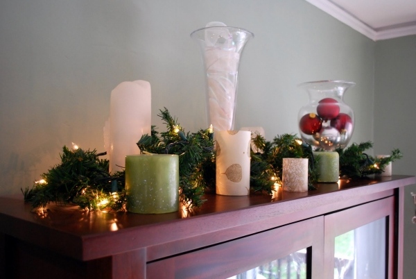 kaminsims deko weihnachten vasen LED Lichterketten