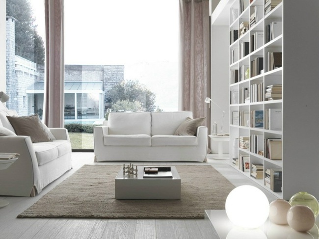 Bodenleuchte Bücherregal Sofa Set weiß