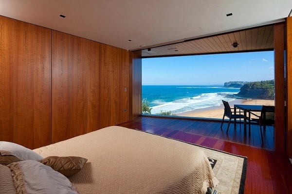 strandhaus trendig innendesign architektur minimalistisch australien wandverglasung