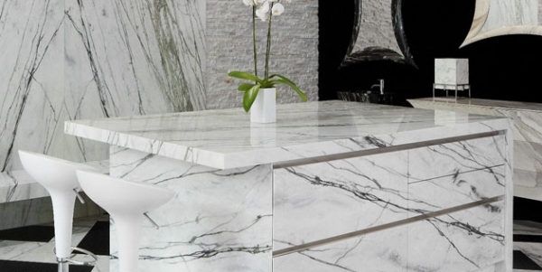 marmor tischplatte küche effektvolles design piqudoca puristisch trendig