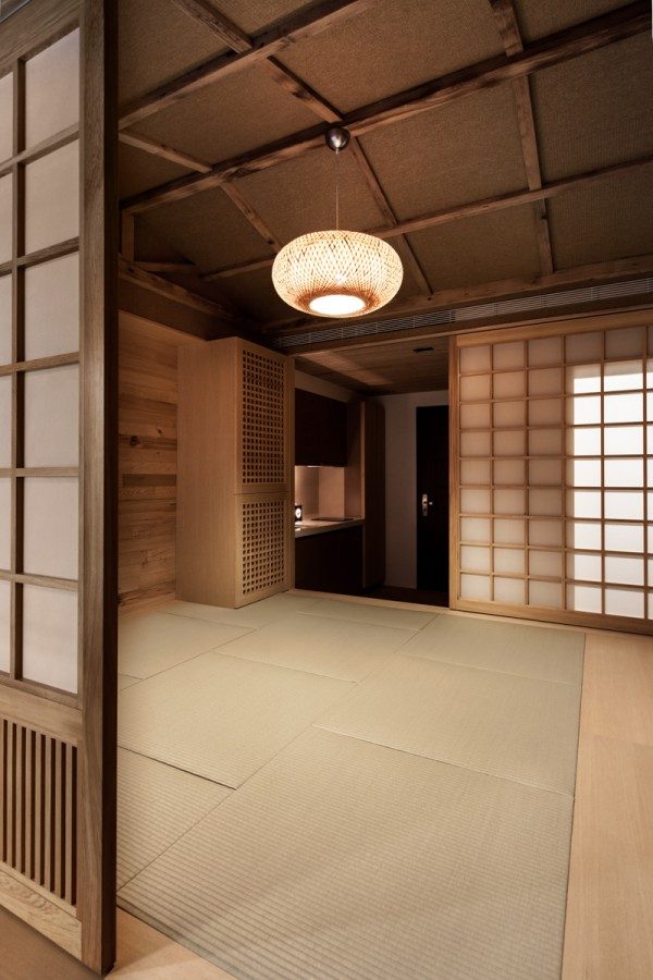modular flur trendig japanisch minimalistisch pendelleuchte integrierter esstisch