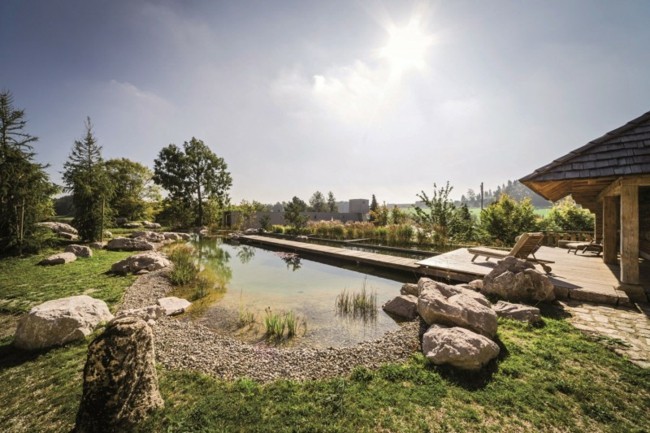 natürlich leben Haus Lande schöne Landschaft Garten Gestaltung Schwimmteich