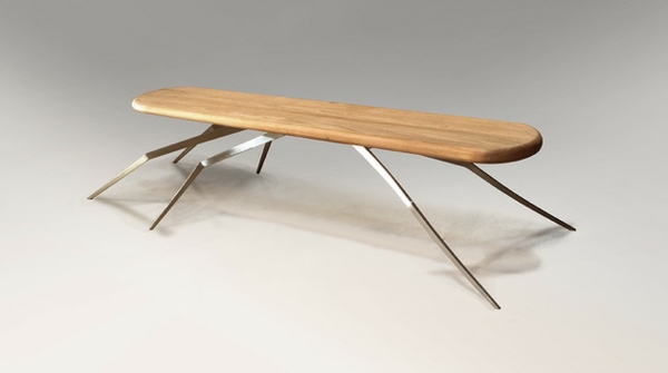 Teakmöbel Tisch Design Idee Stahl Beine