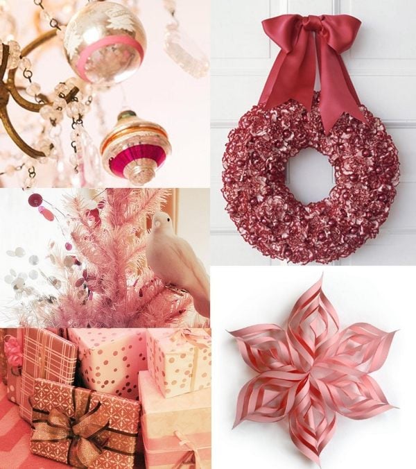 pink weihnachtsdeko ideen kranz stern baumkugeln