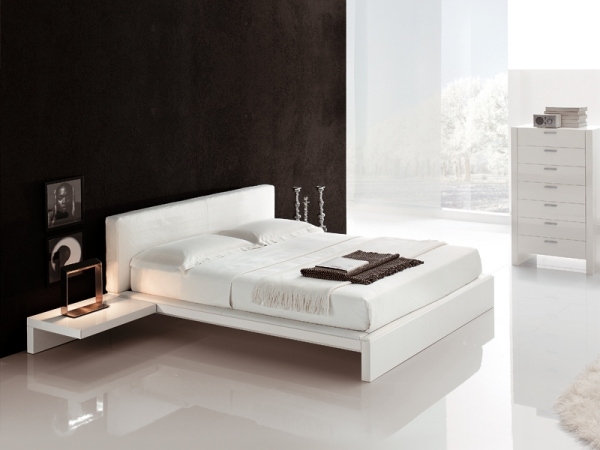 plazaa alivar polsterbett weiß integrierter nachttisch