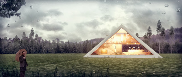 pyramiden haus 3d visualisierung verglaste fassade