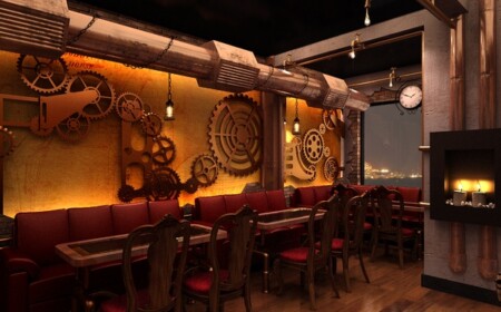 restaurant innenbereich steampunk stil deko elemente modern