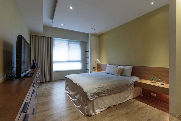 schlafzimmer wohnung taiwan warme farbtöne einrichtung vorschläge deko holz